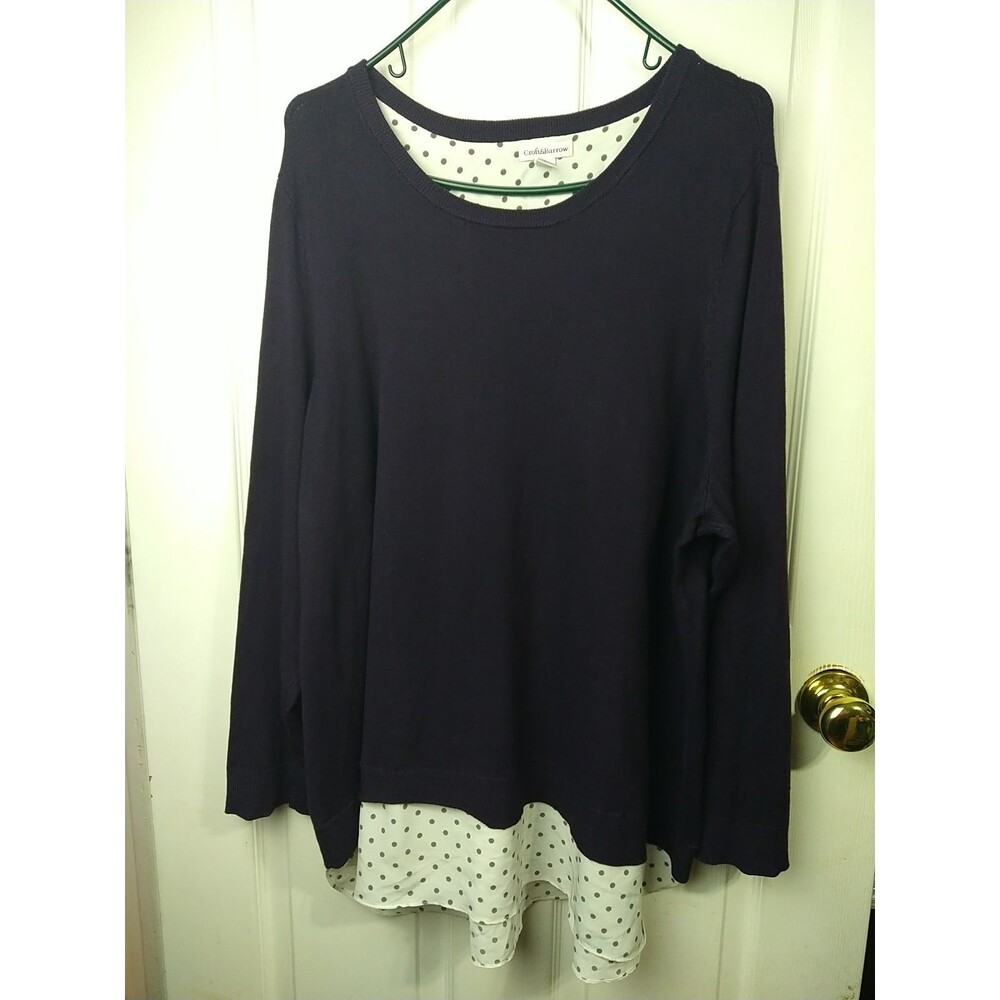 Croft & Barrow Woman Sweater 2X Layer Boho Blue Purple White Pullover